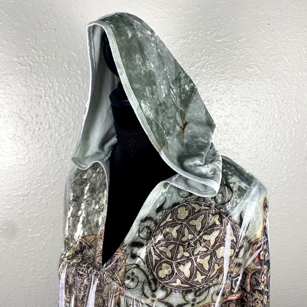 Casual Freedom Celtic Whimsigoth Boho Forest Fairy Velvet Hood AOP Dyed Hoodie - Picture 11 of 16